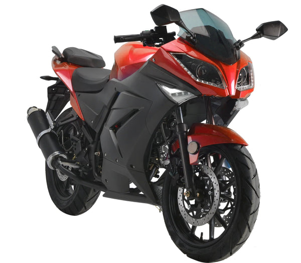 HHH 125cc Motorcycle with Manual Transmission for Adults Youth LED Lights and 17” Wheels-Red