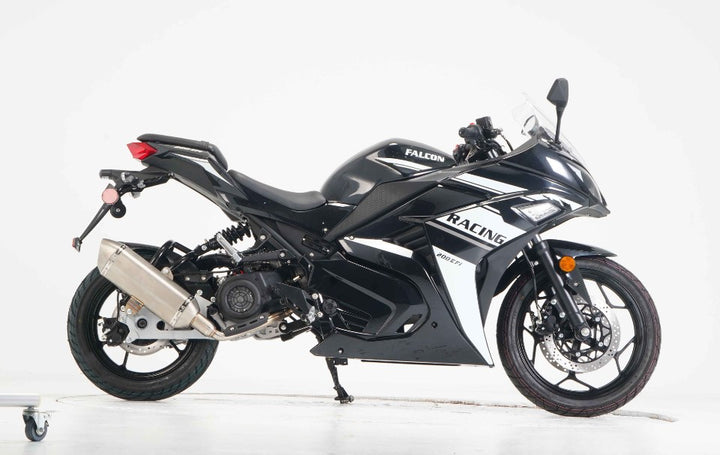 Black and white motorcycle on a white background  Motorcycle 200cc