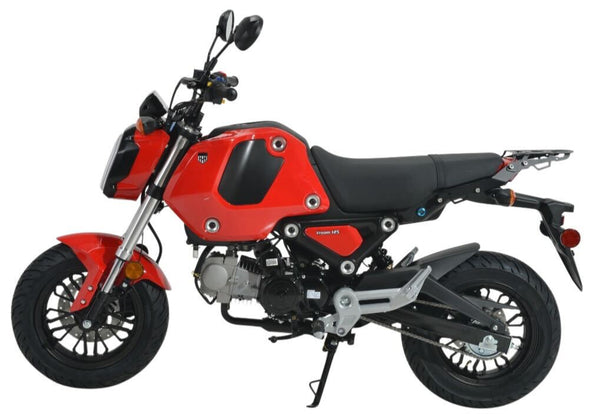 Red motorcycle on a white background